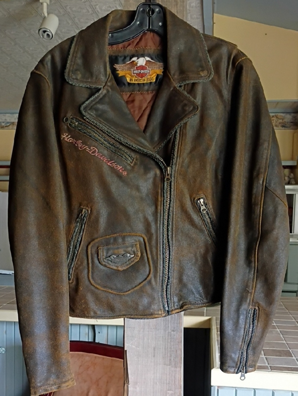 Harley-Davidson Brown Distressed Leather Motorcycle Jacket